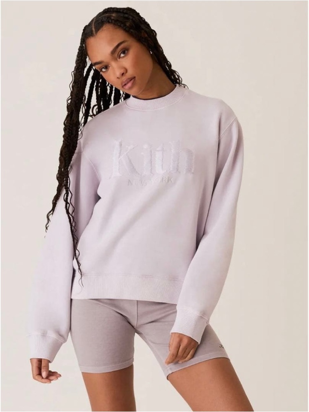 NWT KITH Tokyo Ashwin Sueded New York Crewneck Sweatshirt in Echo Pastel Purple